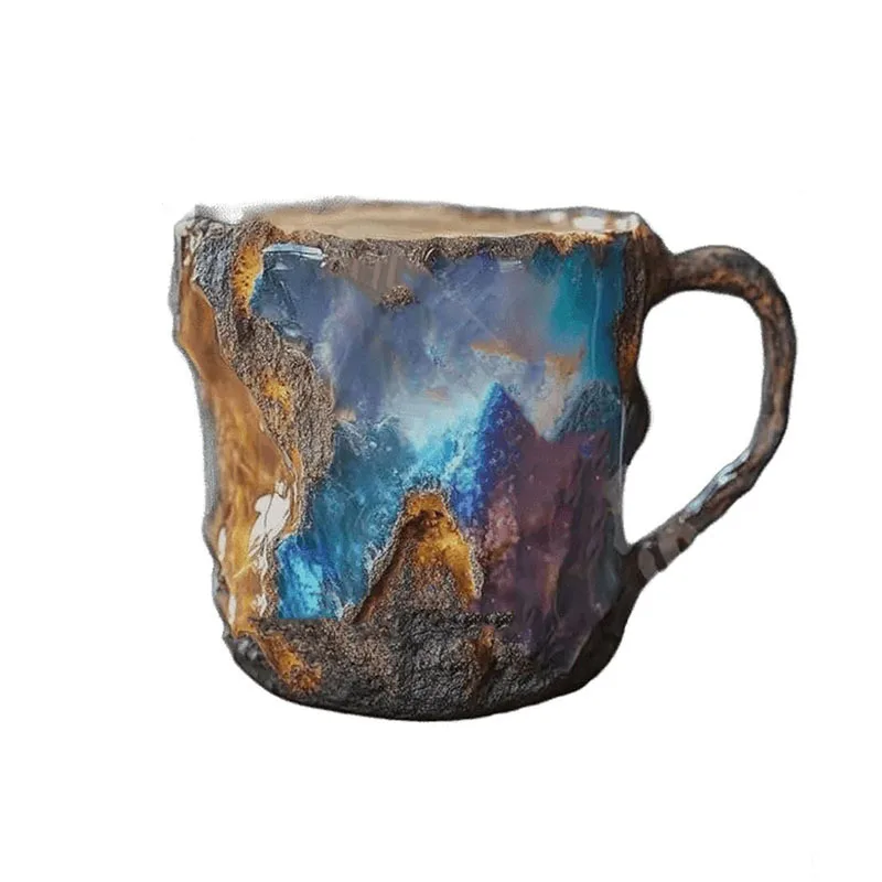 New Treading Mineral Crystal Coffee Mug Natural Crystal Mineral Coffee Mug with Handle Imitation Mineral Crystal Resin Water Cup