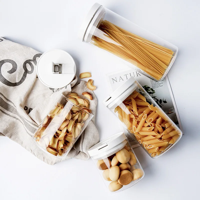 1000ml Wide Mouth Clear Straight Sided Airtight Glass Candy Jar With Plastic Lid