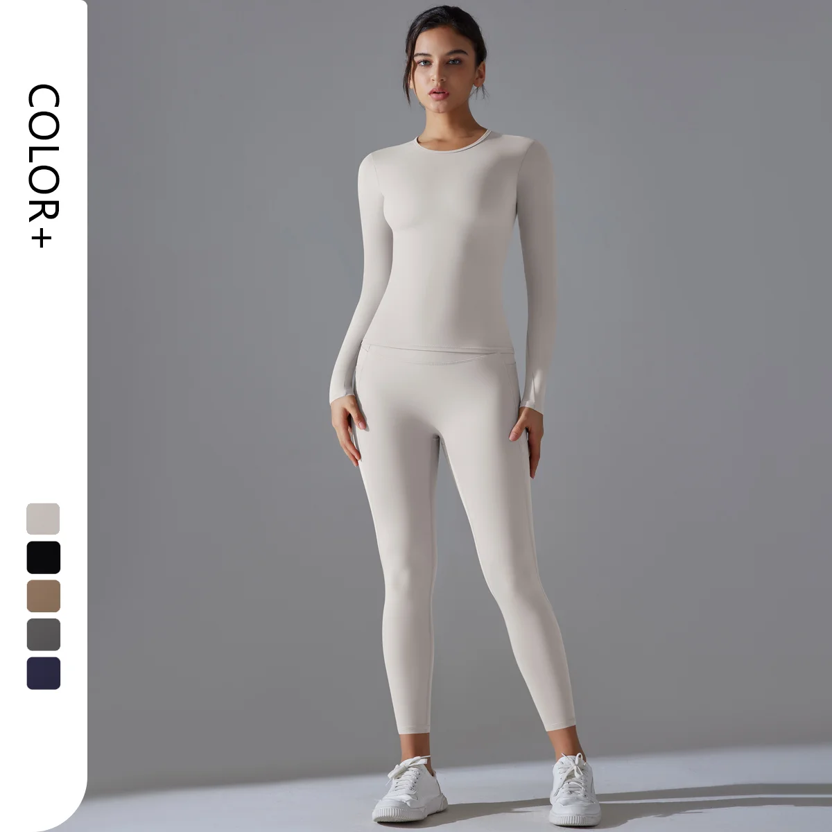 Custom Logo Women Yoga Suits Nylon Spandex Leggings Pocket Pants Gym Fitness Sportswear Yoga Sets