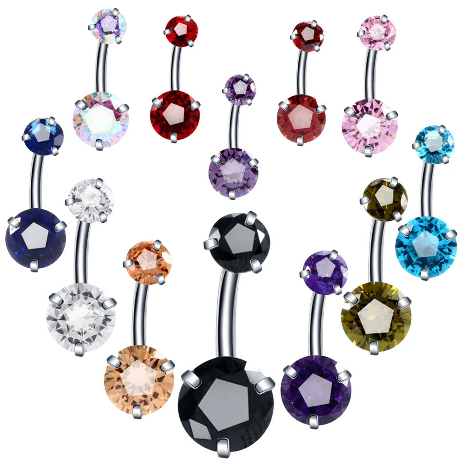 316L Surgical Steel Fashion Style Belly Button Rings Heart Zircon Navel Rings Butterfly Belly Ring Women Piercing Jewelry