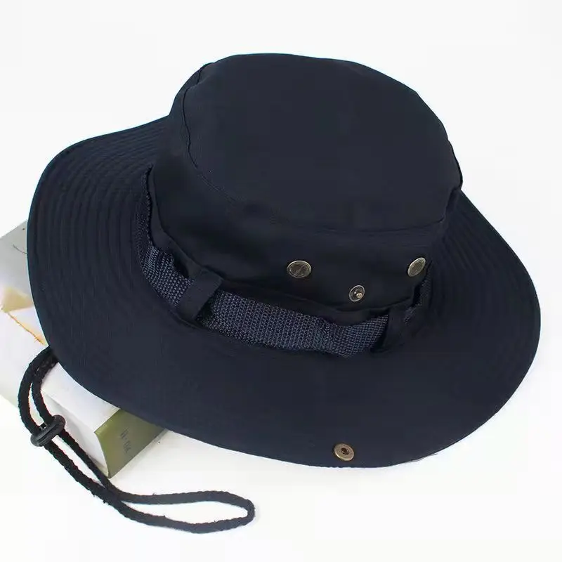 Outdoor String Boonie Bucket Hat Uv Sun Protection Wide Brim Custom Logo Man Fishing Cap