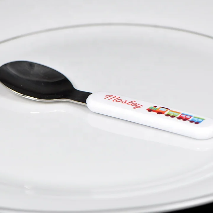 Sublimation Blanks Polymer Handle Stainless Steel Spoon for Kids Cutlery Set