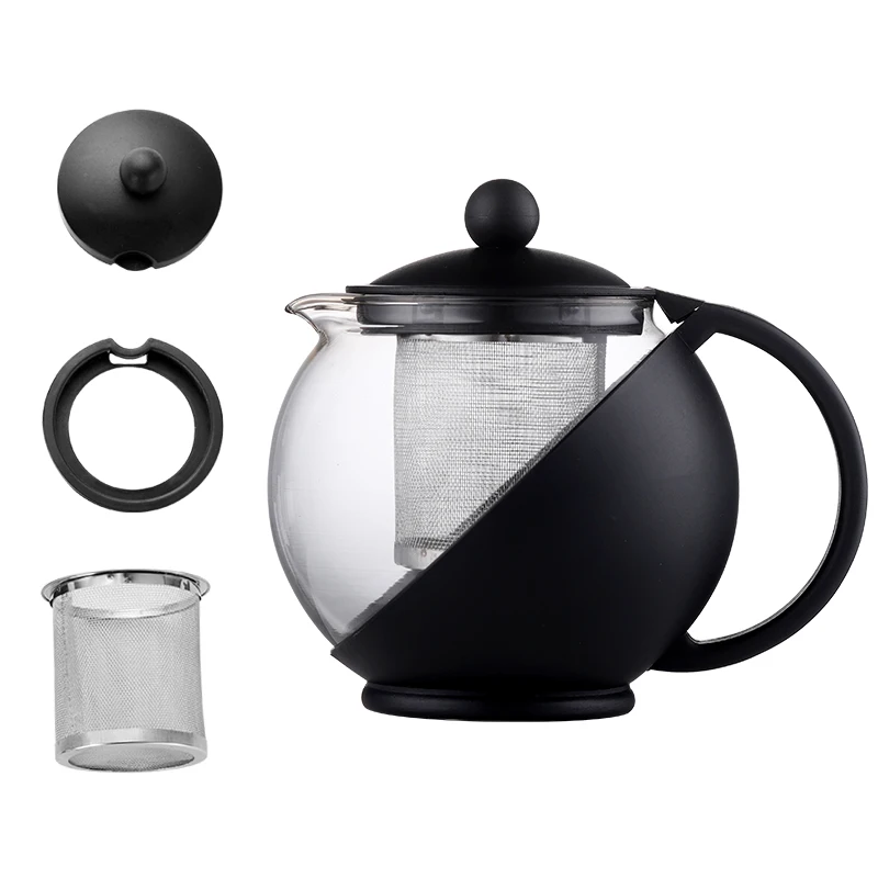 Heat Resistant Glass Teapot With Stainless Steel Infuser Heated Container Tea Pot Good Clear Taste Kettle Square Filter Bask