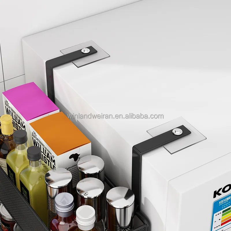 New in 2024 Metal Wire Refrigerator Hanging Basket stick on refrigerator With Hook