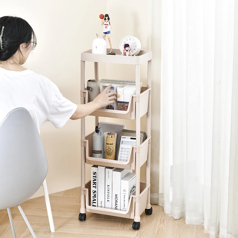 2024 New 3-Tier Plastic Rolling Utility Cart for Office Living Room Kitchen 2 layer 1 flat panel