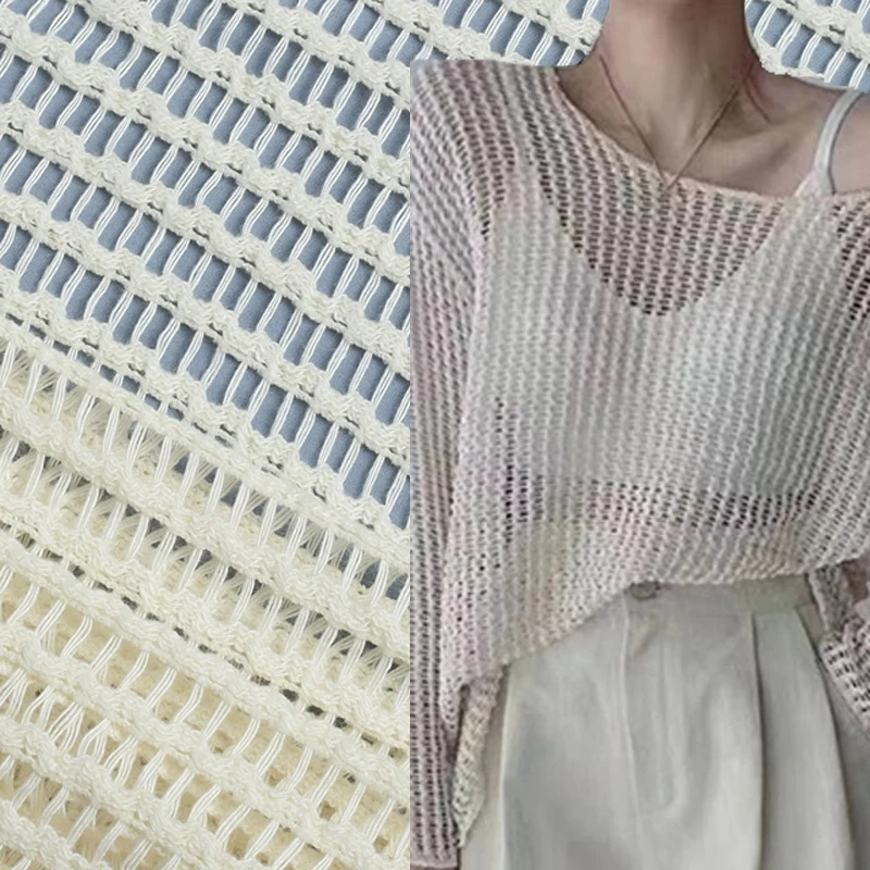 RTS 95%Poly 5%Sp Hollow Out Knitted Fabric For Tops
