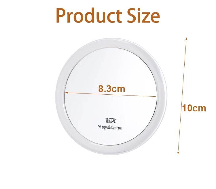Suction Cup Travels With 10x Magnification Portable Round Led Pocket Alongside Makeup Mirror
