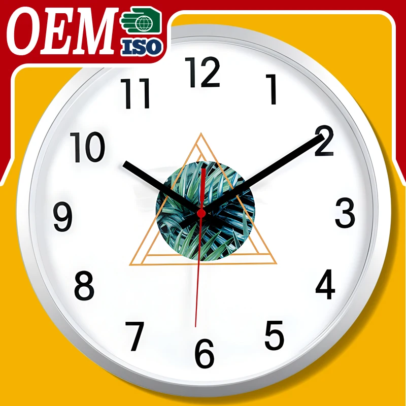 Wholesale OEM custom designed 12-inch round clock watch  home decor quartz plastic  Digital wall clock
