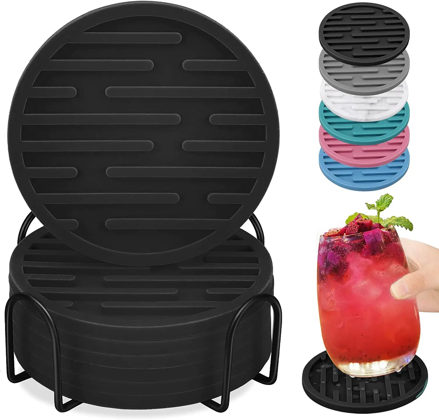 Silicone Sublimation  Round Resin  blank sale Slate Roller Coasters for Mug drinks parts backyard  for kids custom cheap coffee