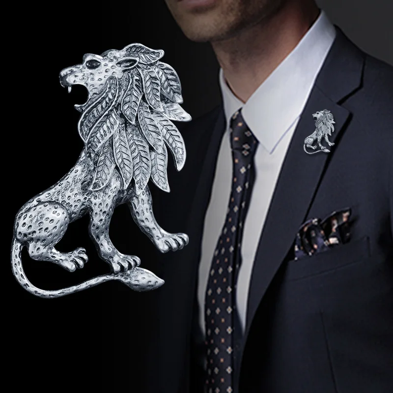 Vintage crystal rhinestone snake scorpion deer horse tiger lion head brooch pins for women