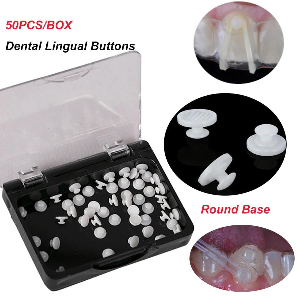 Orthdent 50Pcs/Box Dental Ceramic Composite Lingual Buttons Direct Bond Traction Hook Round Base Dentist Orthodontic Consumables