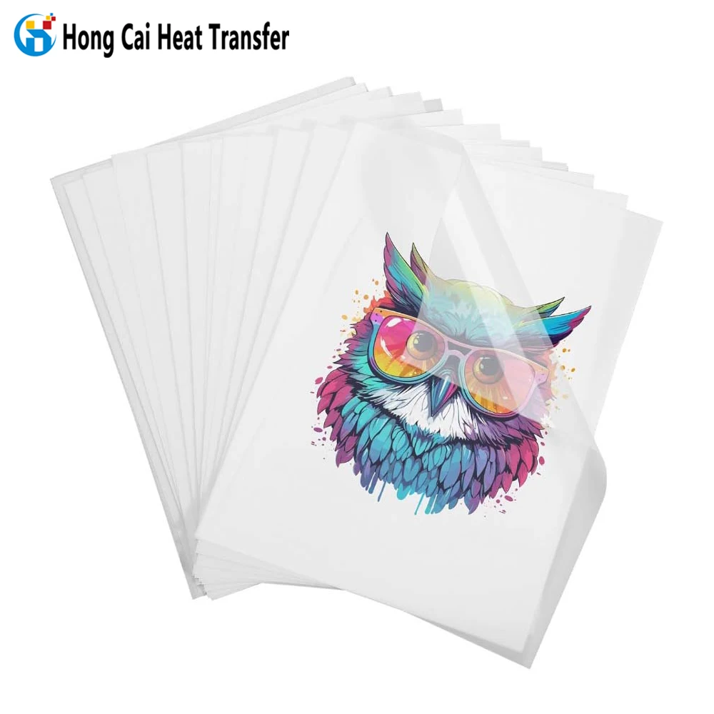 Hongcai custom printable inkjet film screen printing transfer cold and hot peel transparent heat transfer PET dtf film printing