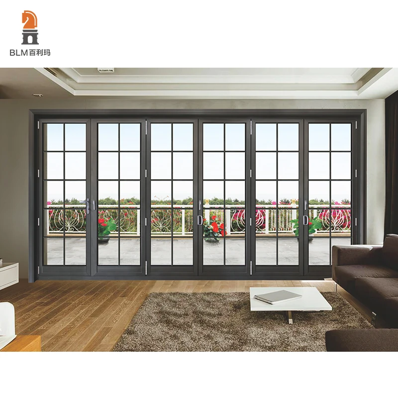 hurricane impact windows florida Two layers of tempered glass aluminium folding doors Soundproof accordion doors folding