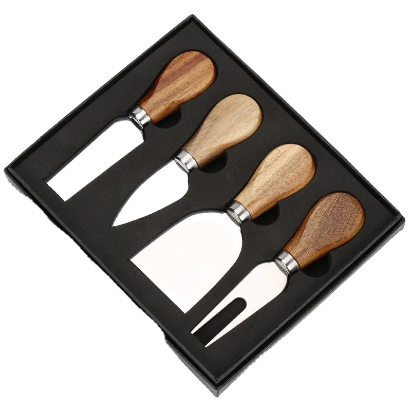4 pcs Acacia Wood Cheese Knives Cutter Cheese Tool Set for Charcuterie Board