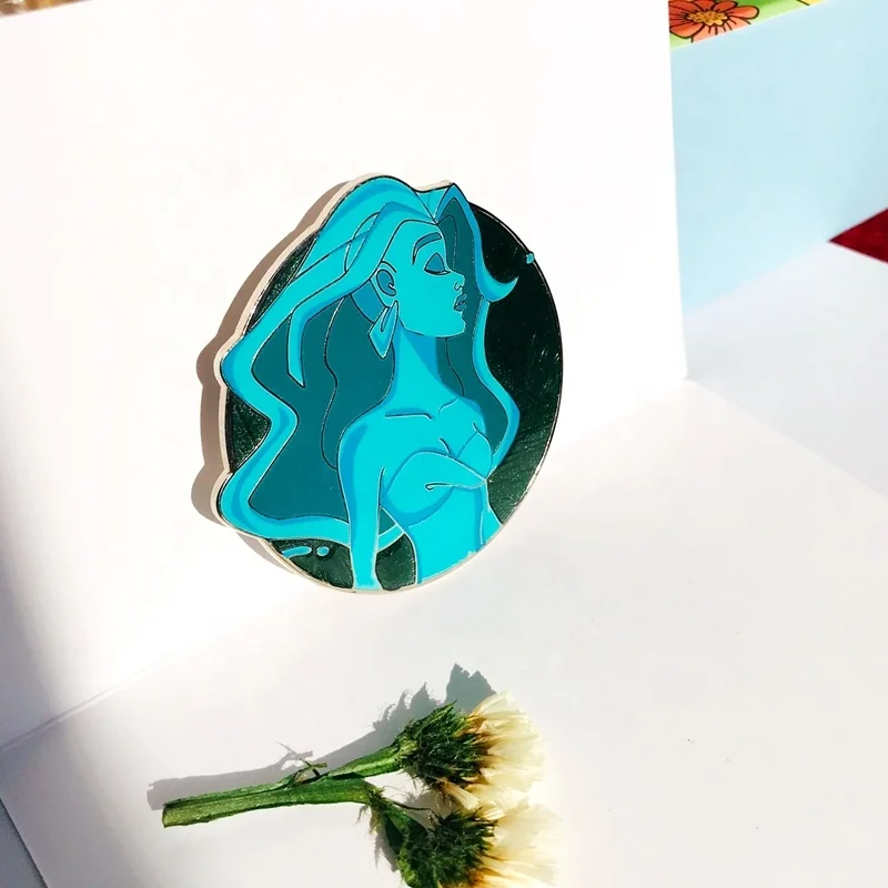 Direct enamel pin factory manufacturer custom Translucent sandblast lapel pin round princess fantasy glow hard enamel lapel pin