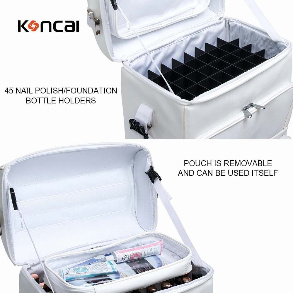 Koncai New Developed Soft Rolling Nail Beauty Bag Manicurist Travel Luggage Case Large Capacity Nail Polish Bag