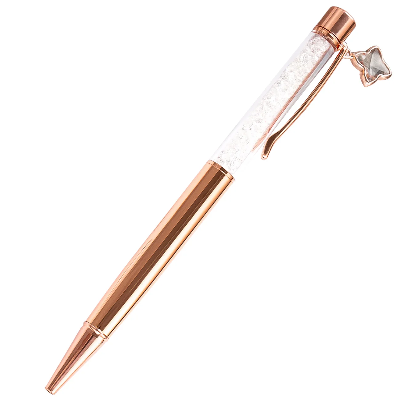 2022 Four Crystal Leaf Clover Pens Custom Logo Fancy Crystal Gift Metal Ballpoint Pen for lady