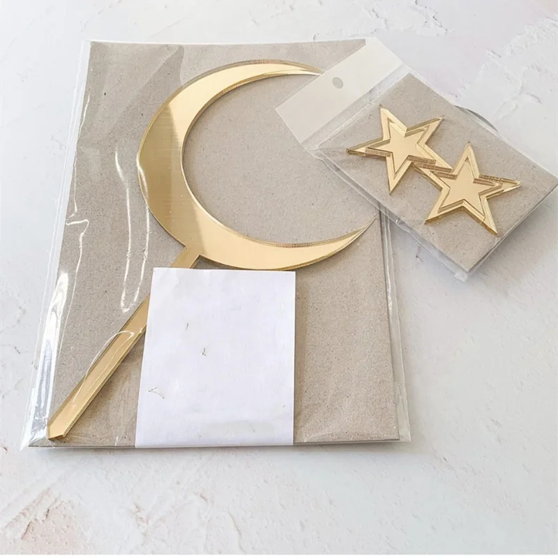 New arrival moon stars set acrylic cake toppers for cake decorating supplies