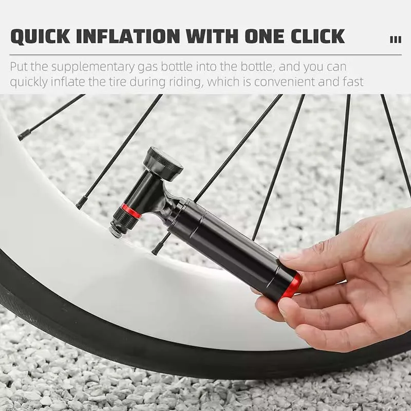 High Pressure CO2 Inflator Bike Hand Pump with Air Gauge Convenient Bicycle Pump with Presta Schrader Valve Adapter