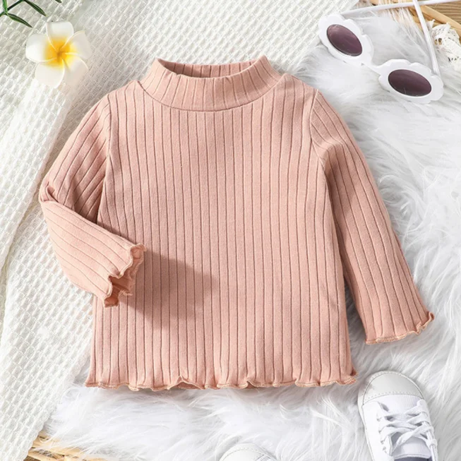 Children Clothes Casual Knitwear for Infants and Toddler Girls Collar Long Sleeve Top Baby Girls Sweater Pullover Pink Shirts