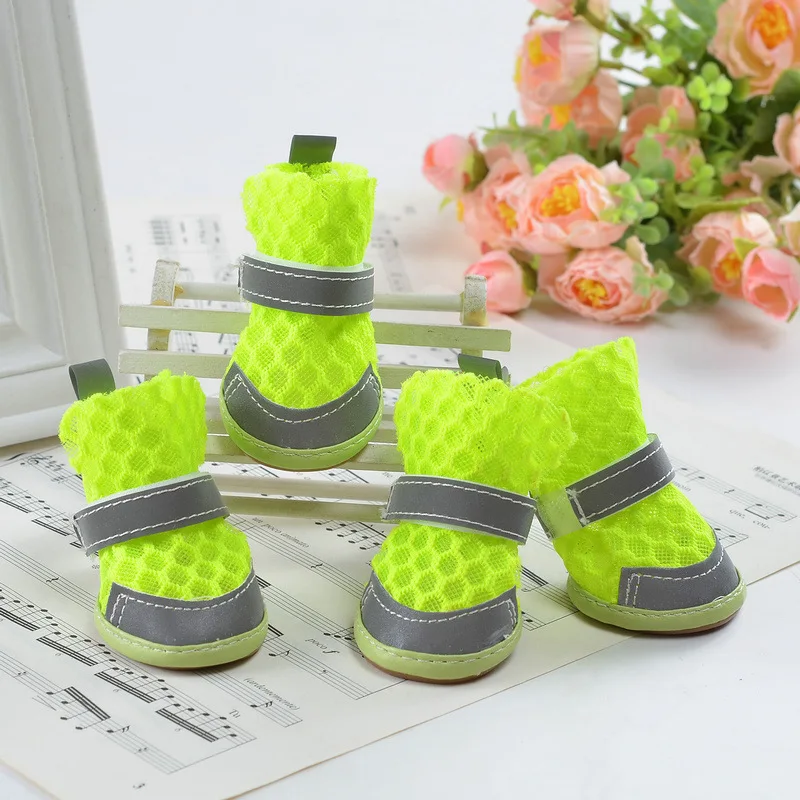 Summer Breathable And Anti Slip Pet Shoes Reflective Mesh Hollow Comfortable Small Dog Spring Sandals Feet Covers