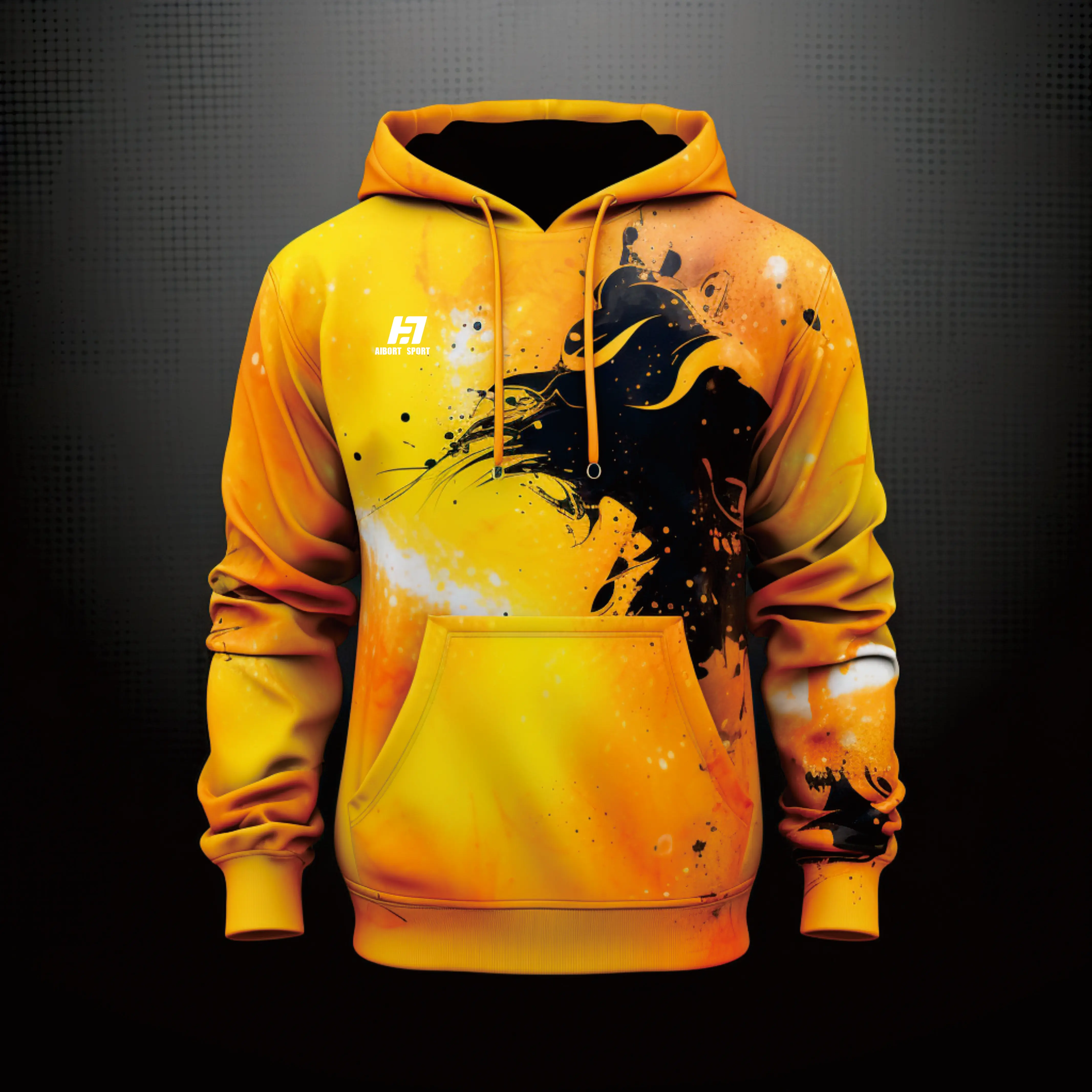 Aibort Wholesale Custom Sublimation Blank Zipper Terry Snap Hoodie Drop Shoulder Black Embroidered Fleece Lined Sweatshirt/