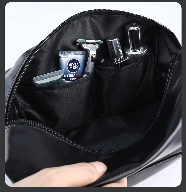 Custom Travel PU Storage Organizer Bags Portable Handheld Makeup Bag Simple Handheld Wash Bag with logo men toiletry pouch