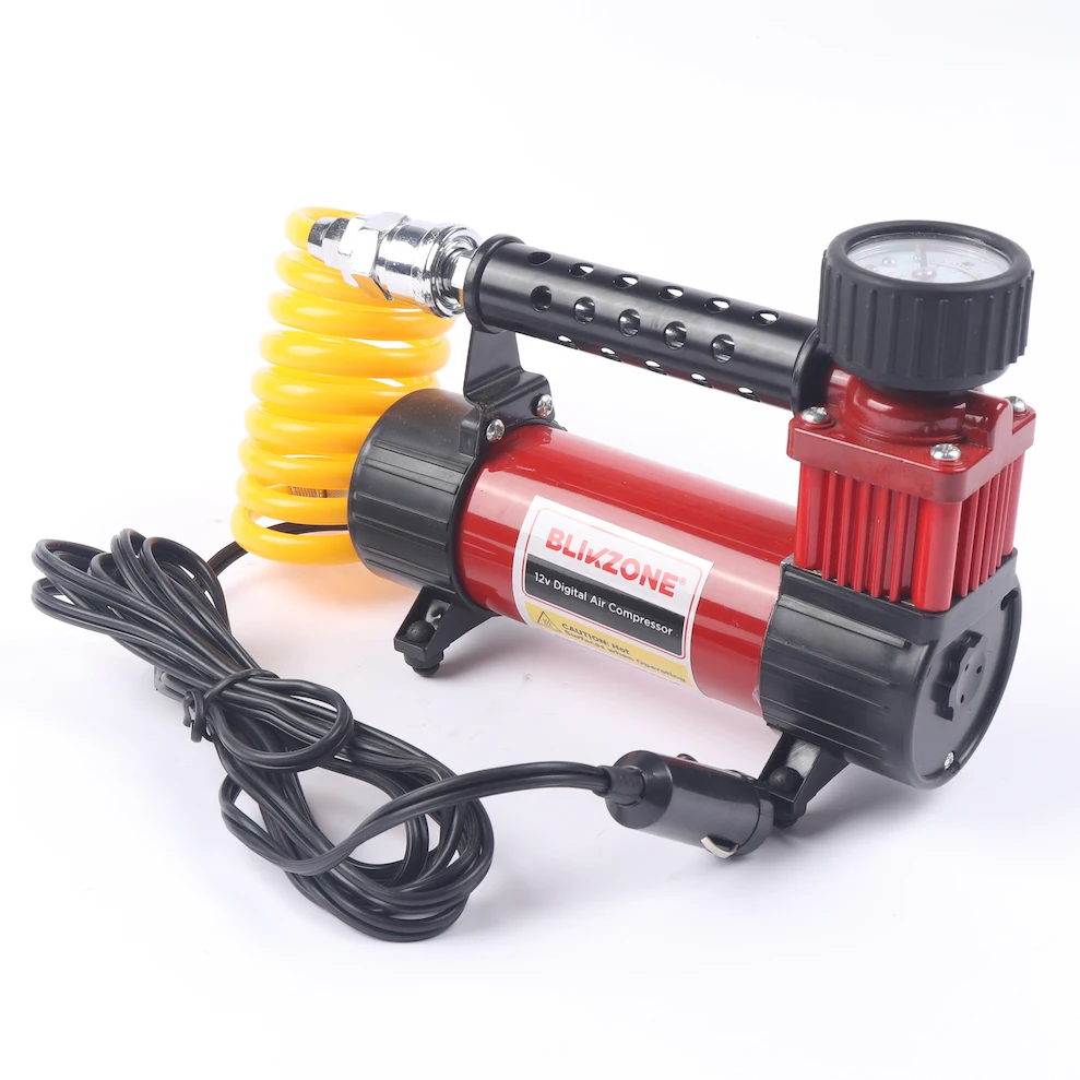 Red car emergency tool car air compressor tyre inflator rubber air hose with brass valve for Ford