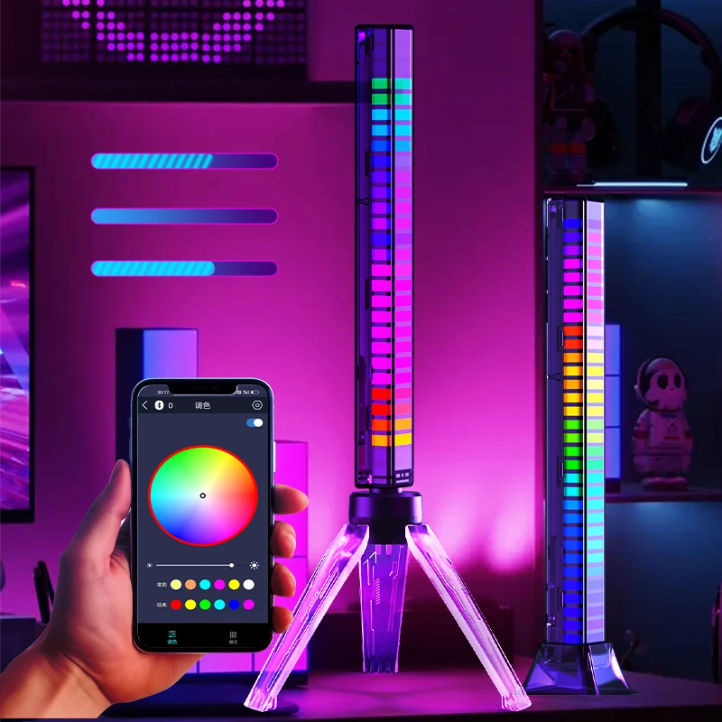 RGB Intelligent Voice Control LED Lights Modern Design 3D Music Festival Atmosphere Rhythm Charging TV Game Computer Living Room