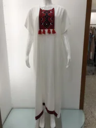 Dubai Muslim Clothing Islamic Women Summer Lady White Night Wear Abaya Dress Nightgown