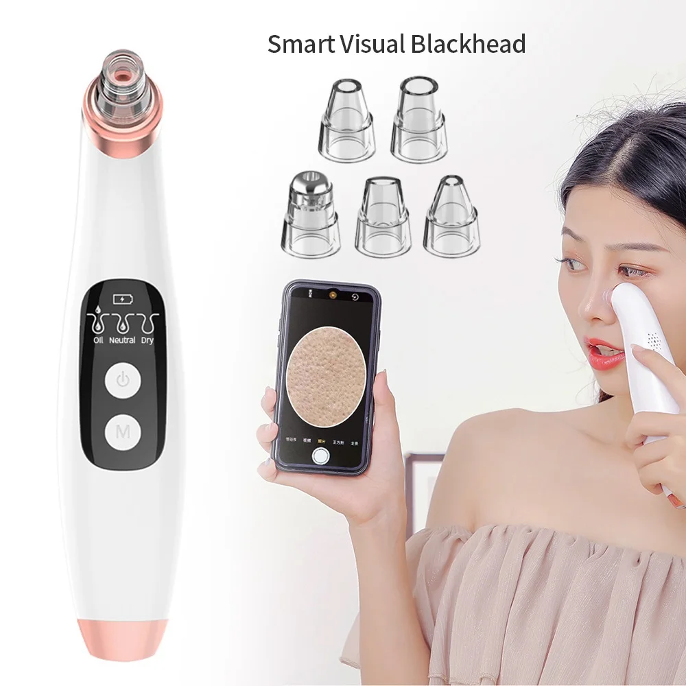 
Camera Blackhead Remover with 5 Suction Visual Blackhead Remover 