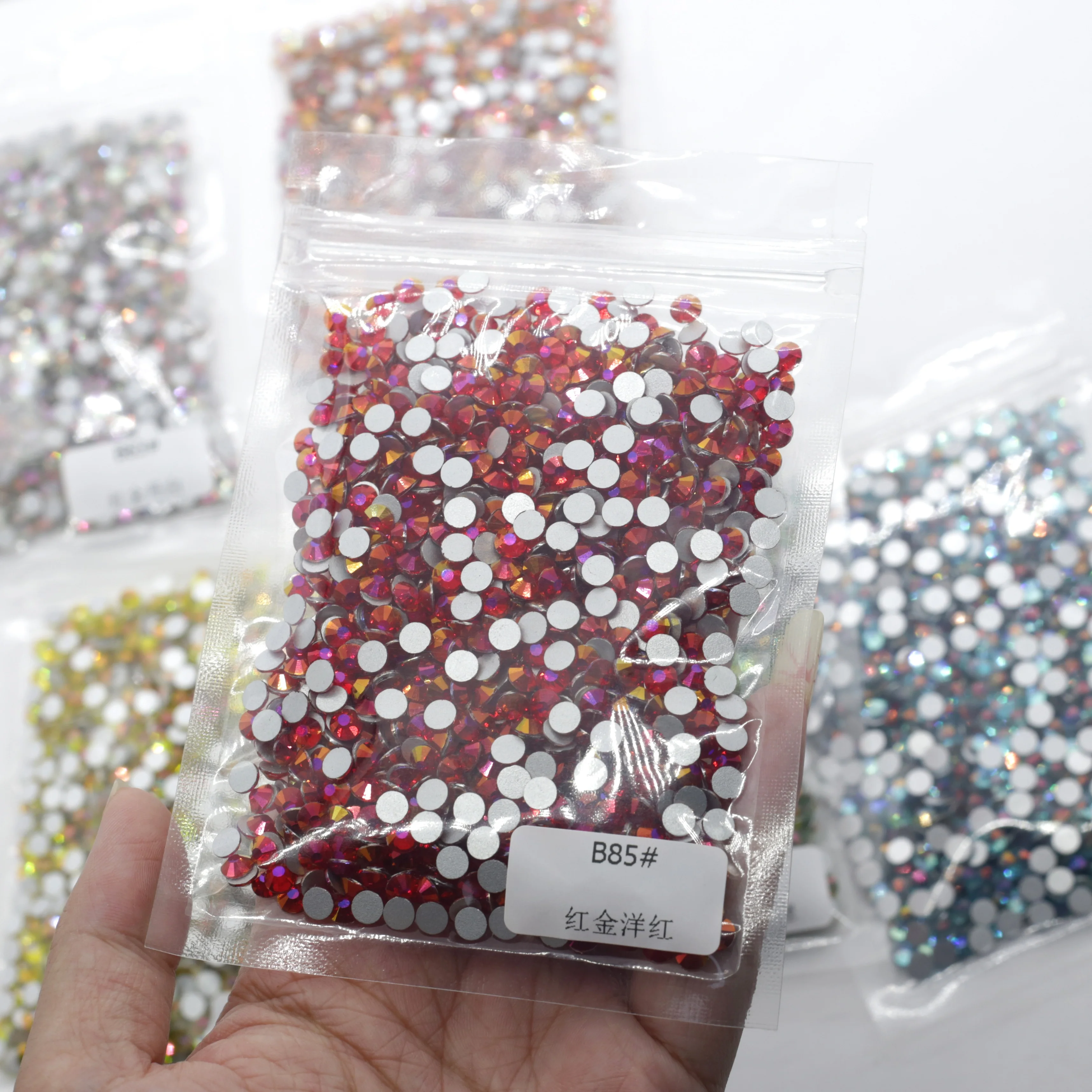 SS6 8 10 12 16 20 30 Flat Back Crystal Non Hotfix Glass Rhinestone AB color Plated color For DIY Decoration