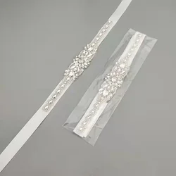 Handmade Kids Small Vintage Wedding Bridal Sash Belt,Iron On Rhinestone Crystal Applique Sash Belt