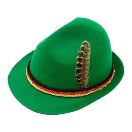 German Oktoberfest Fedora Traditional Wool Felt Costume Hat with Feather for Adults Novelty Fancy Dress Panama Hat