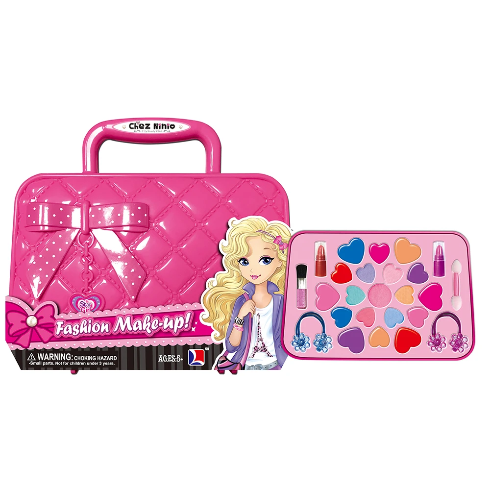 Pretend Play Kid Safety Non-toxic Makeup Set Kit Toy For Girls Dressing Cosmetic Travel Bag Beauty Toy