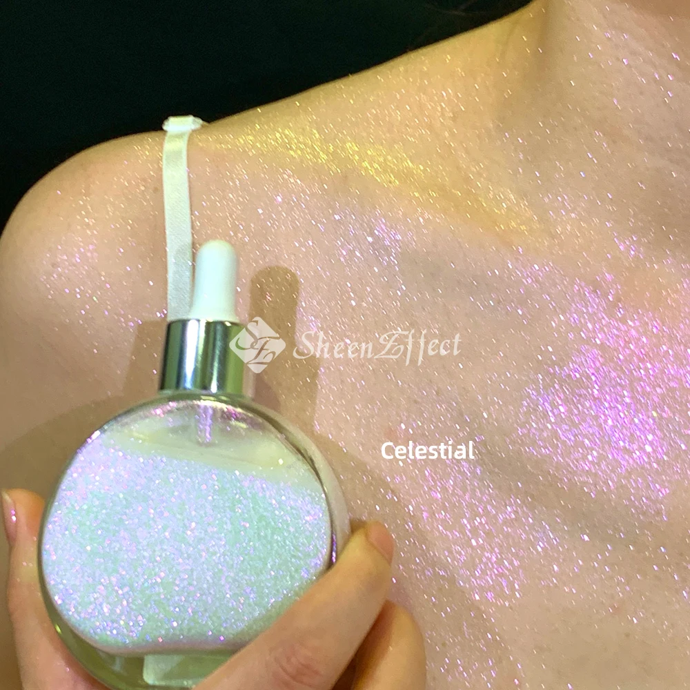 SheenEffect OEM/ODM Custom Logo Makeup Bottle Moisturizing Skincare Liquid Shiny Highlighter Spray Glitter Shimmer Body Oil