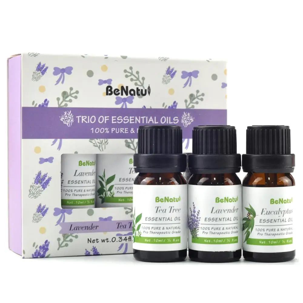 Benatu Trio of Essential Oils (Lavneder/Tea Tree/Eucalyptus) 3*10ML LOW MOQ BEST CHOICE FOR TESTING MARKETS