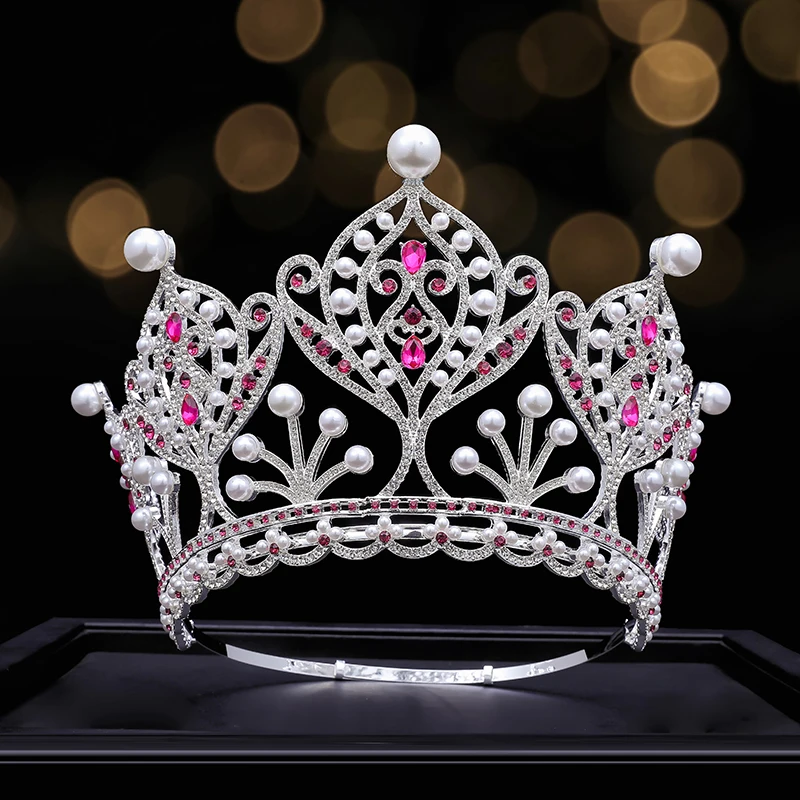 DAIMING HG03213 New cheap Crown Awards Tall Beauty Tiara Rhinestone Crystal flower crown