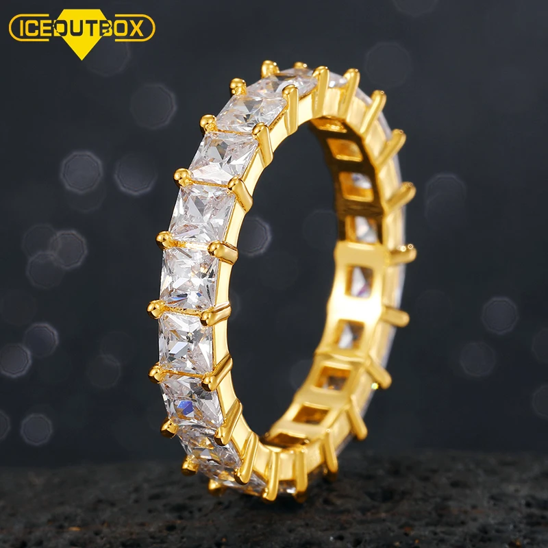 White Gold Filled Iced Out Ring Jewelry CZ 14k 18k Gold Plated Cubic Zirconia Diamond Hiphop  Women Men Ring for Men