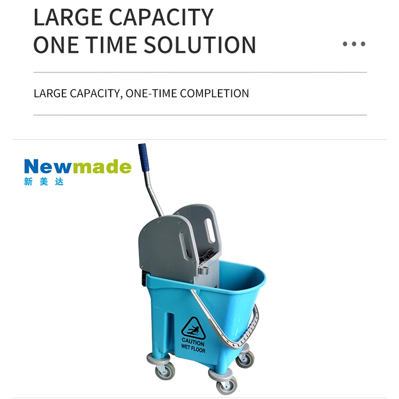 Hotel shop cleaning supplies 20 litre 5 gallon small commercial janitorial single mop bucket down press wringer trolley