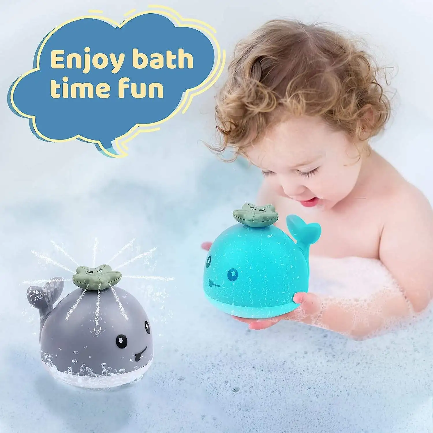 Hot Sale Bathtub Shower Toys plastic electric Colourful Led Lights Spray Water Animal Bath Toy for Kids