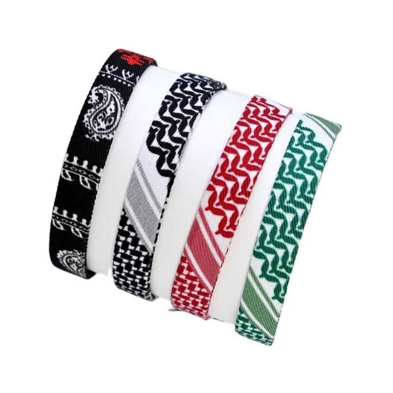 Arabic Scarf Style Accessories Ribbon Braided bracelet Red Polka dot geometric braided adjustable  Woven bracelet for women