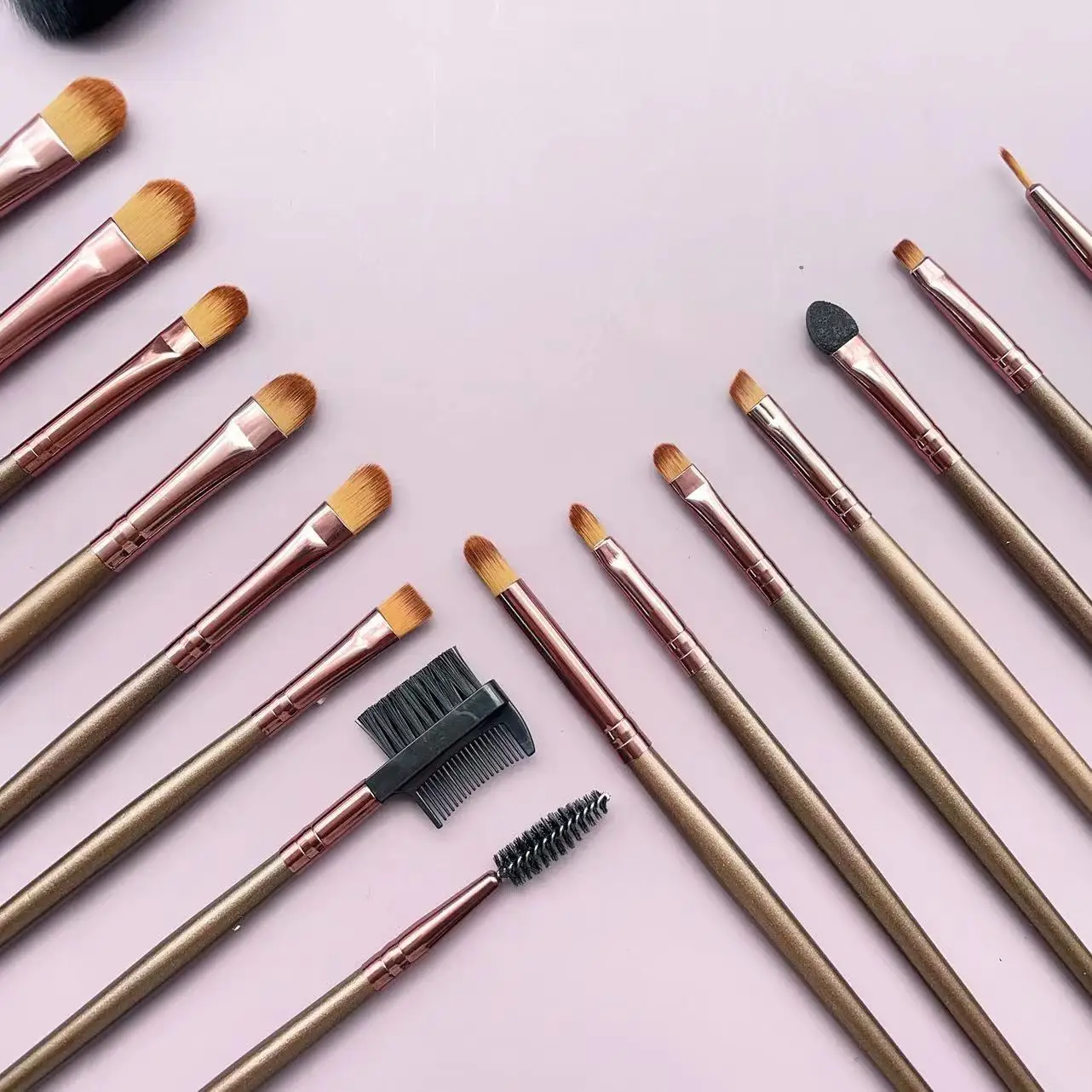 YRX 21Pcs Brown Wooden Extended Handle Makeup Tools Cosmetic Tool Kit Professional Best Quality Vegan Custom Makeup Brush Set