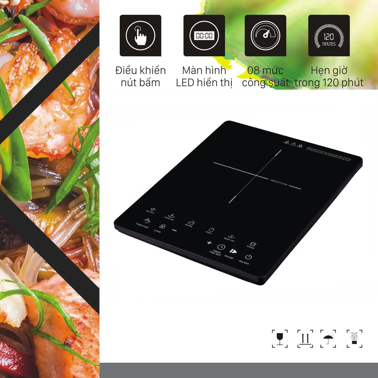 220V Kitchen Appliance Single Thermo Control Induction Cooktop Cooker 2000W  Induction Cooker