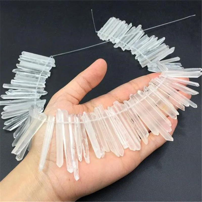 Extra Thin! Raw Slender Quartz Crystal Points Long&Thin Crystal Stick Beads Rough Quartz Points Spike supplies 3-5x35-55mm