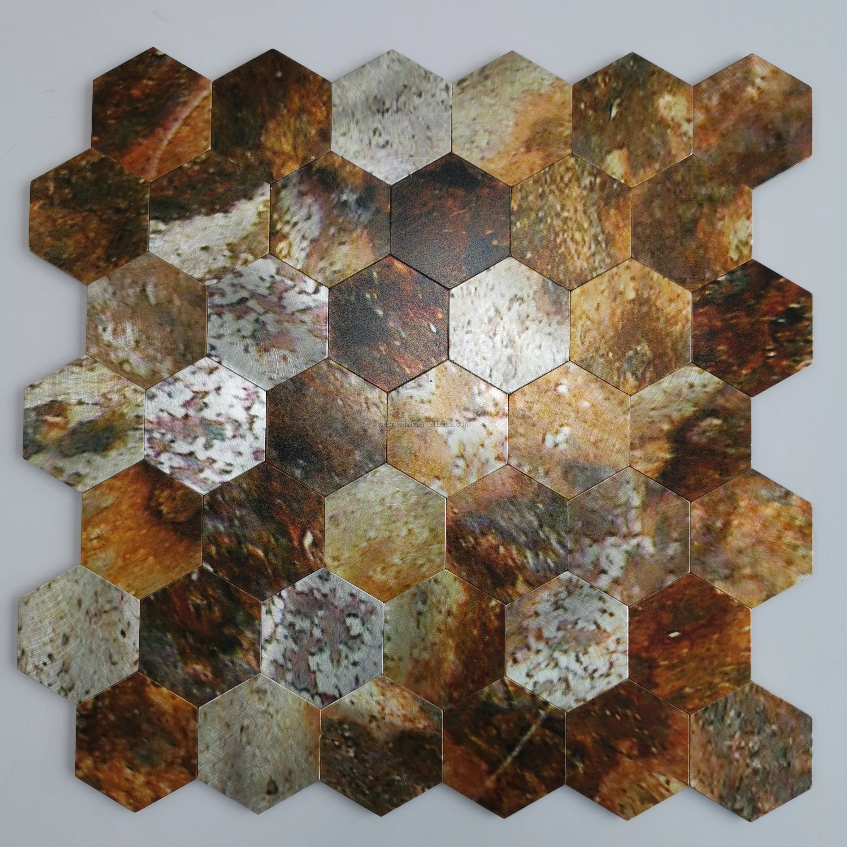 Cheap Price Peel and Stick Metal Mix Glass Mosaic Hexagon Tile for Kitchen