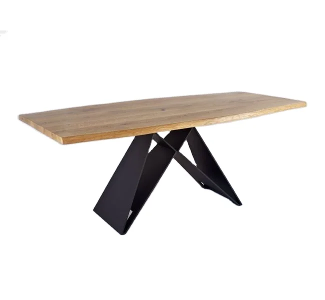 2023 unique design hot selling outdoor furniture modern Iron Legs Solid Wooden Top Dining Table For Sale