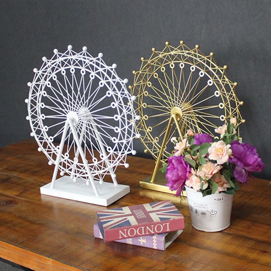 FINE Nordic Creative Vintage wedding decoration craft  Iron Ferris Wheel Model Sculptures Wrought Iron Ornaments