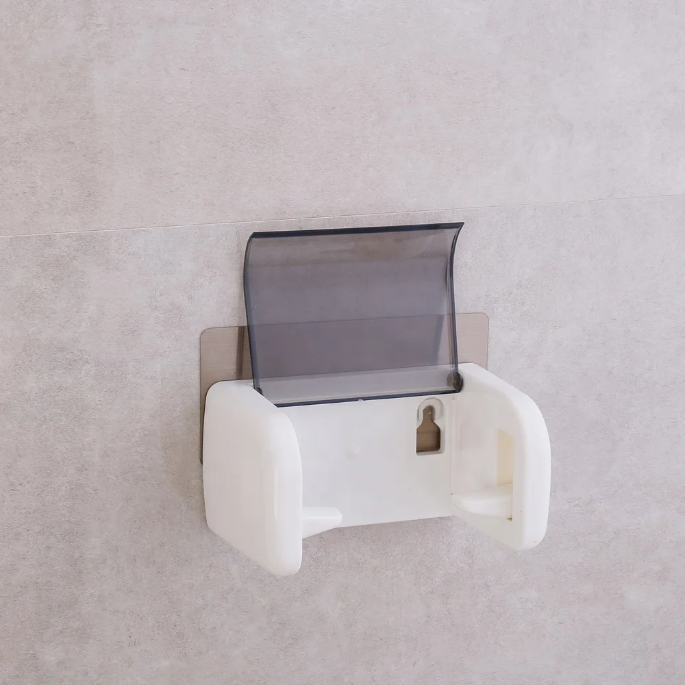 Toilet Paper Holder Adhesive Roll Toilet Paper Dispenser with Phone Shelf Wall Mounted Toilet Tissue Holder