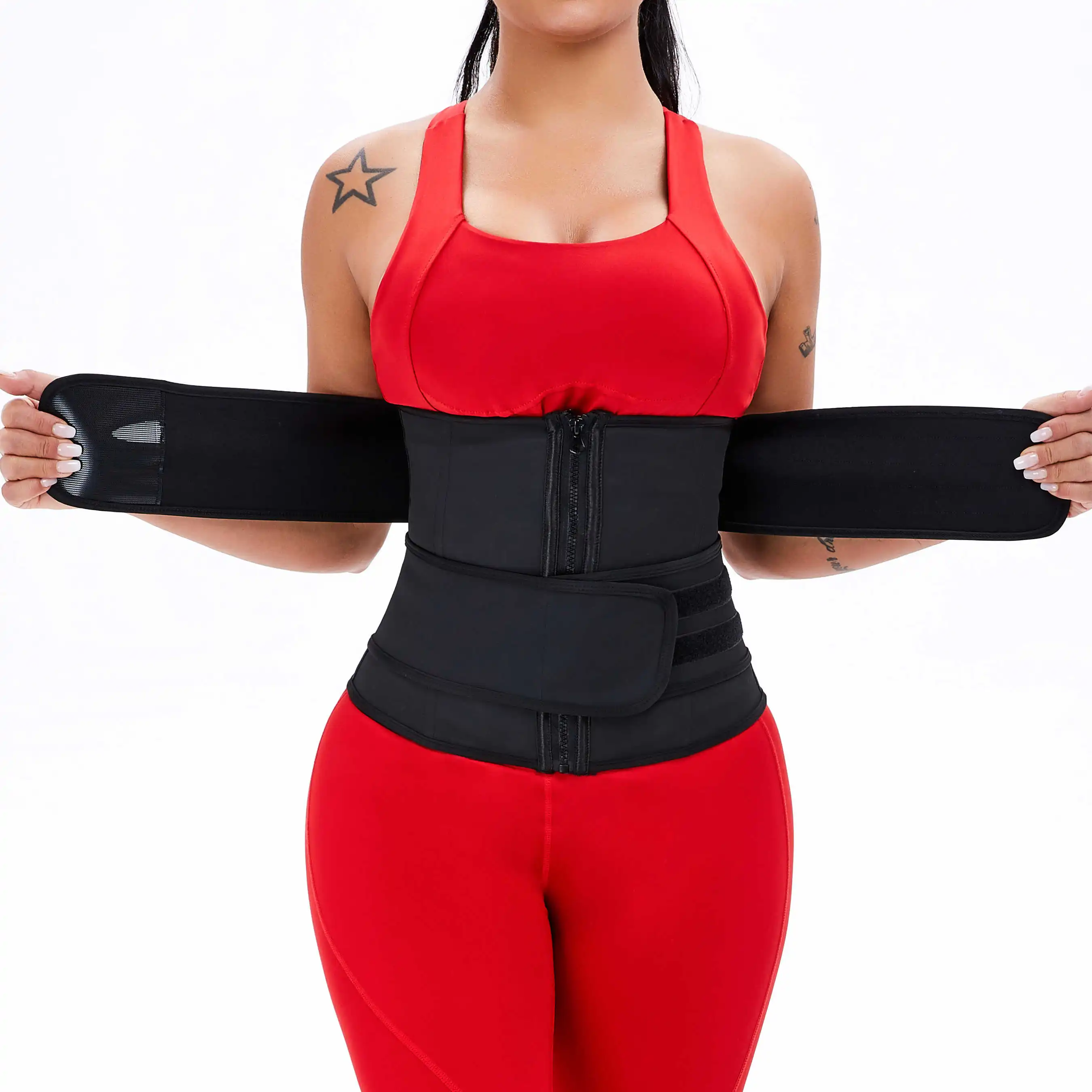 Latex Waist Trainer Sport Bell  Female Trendy Wholesale Waist Trainer Mesh Corset Top for Women with Hook, Zipper and Wrap